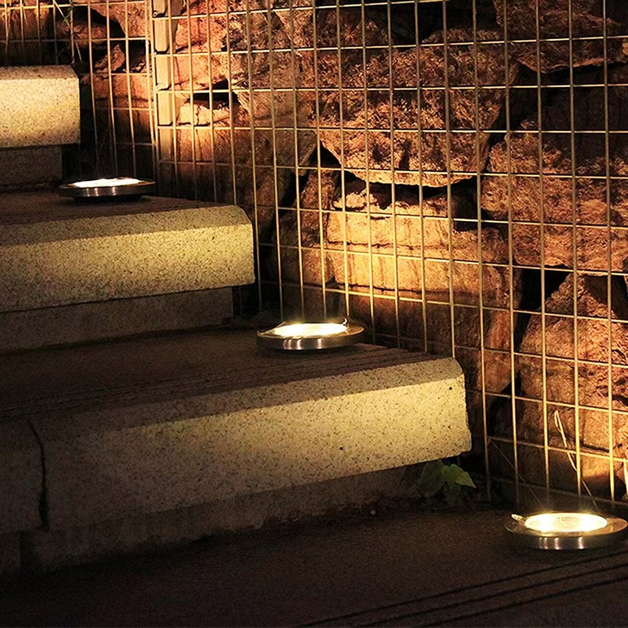 Solar Ground Lights Waterproof in-Ground Disk Lights for Garden Pathway